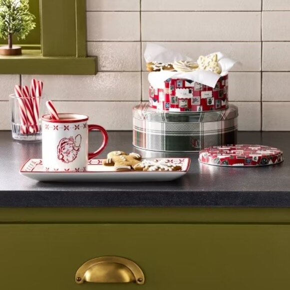 Hearth‎ & Hand with Magnolia Stoneware Christmas Milk & Cookies Serving Set NWT - Picture 1 of 7